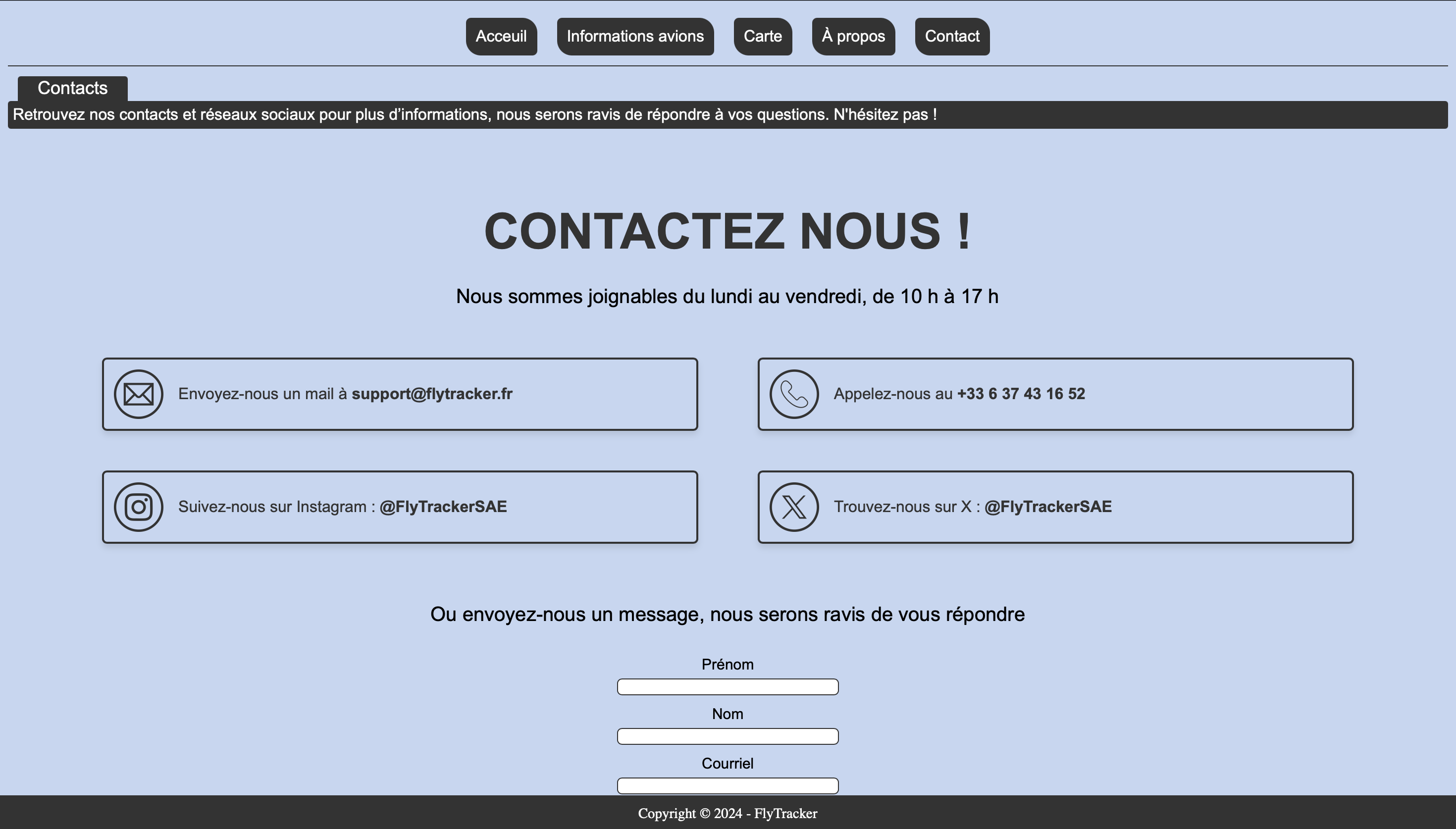 Screenshot page contact